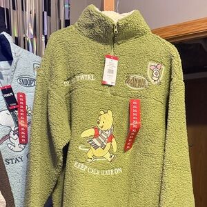 Winnie the Pooh Olive Green Sherpa Turtleneck Pullover